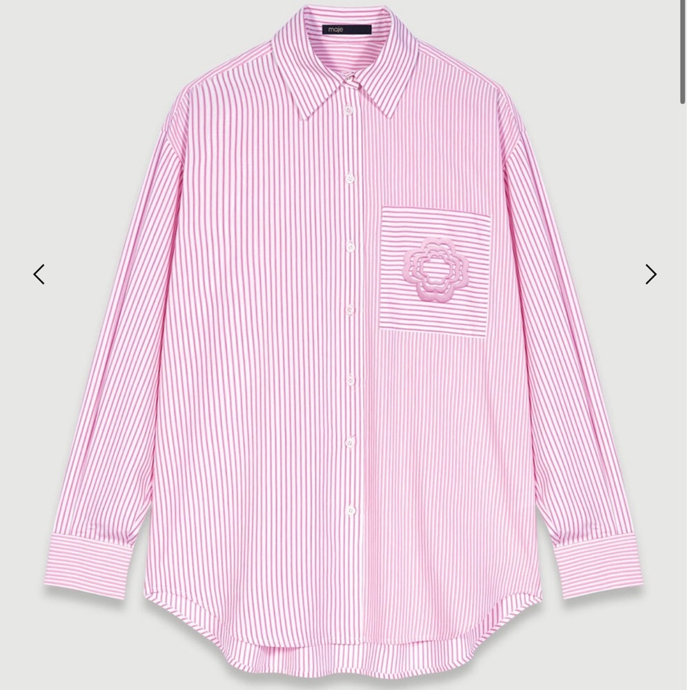 Maje pink stripped shirt size medium